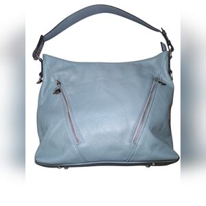 Bostanten Kweli Luxurious Leather Shoulder Tote Bag - Blue